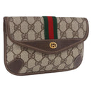 GUCCI GG Supreme Web Sherry Line Pouch PVC Beige Gold 014 89 5205 Auth 197852A-1