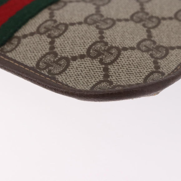 GUCCI GG Supreme Web Sherry Line Pouch PVC Beige Gold 014 89 5205 Auth 197852A