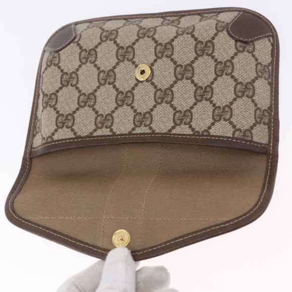 GUCCI GG Supreme Web Sherry Line Pouch PVC Beige Gold 014 89 5205 Auth 197852A