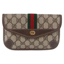 GUCCI GG Supreme Web Sherry Line Pouch PVC Beige Gold 014 89 5205 Auth 197852A-13