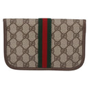 GUCCI GG Supreme Web Sherry Line Pouch PVC Beige Gold 014 89 5205 Auth 197852A-2