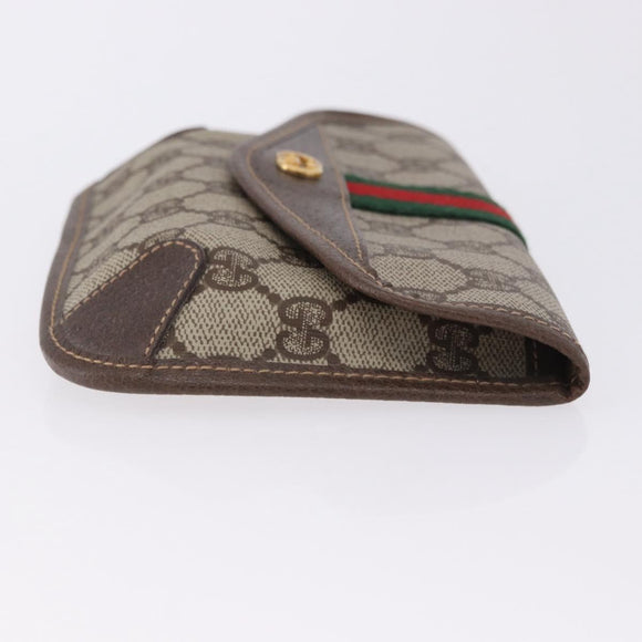 GUCCI GG Supreme Web Sherry Line Pouch PVC Beige Gold 014 89 5205 Auth 197852A