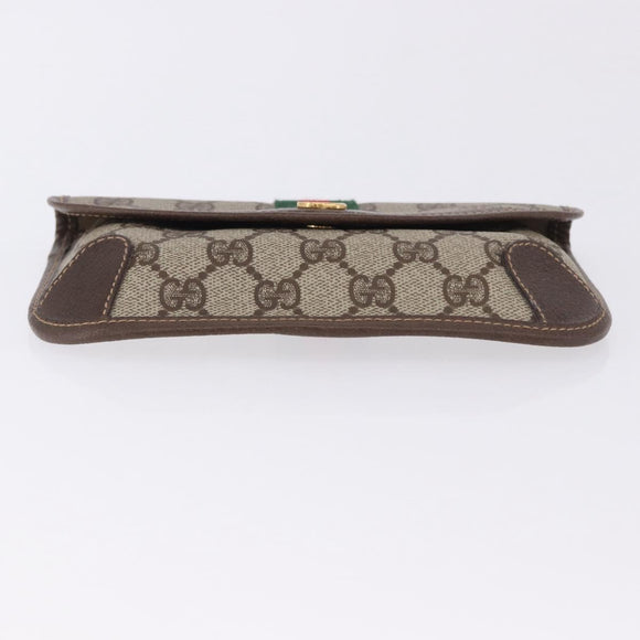 GUCCI GG Supreme Web Sherry Line Pouch PVC Beige Gold 014 89 5205 Auth 197852A