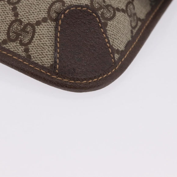 GUCCI GG Supreme Web Sherry Line Pouch PVC Beige Gold 014 89 5205 Auth 197852A
