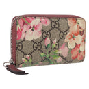GUCCI GG Supreme Blooms Coin Purse PVC Beige Silver 421310 Auth 197853M-1