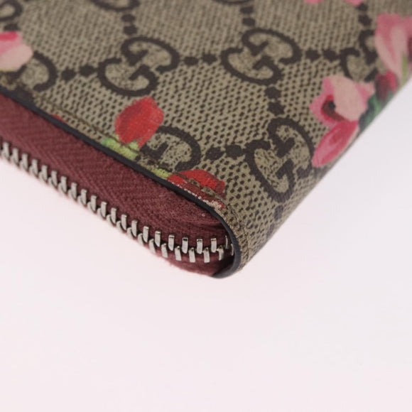 GUCCI GG Supreme Blooms Coin Purse PVC Beige Silver 421310 Auth 197853M