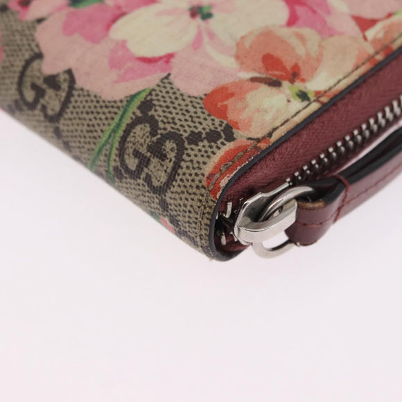 GUCCI GG Supreme Blooms Coin Purse PVC Beige Silver 421310 Auth 197853M