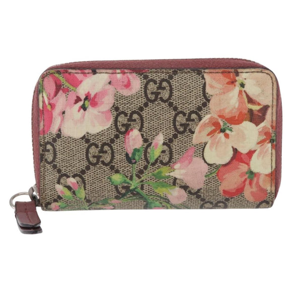 GUCCI GG Supreme Blooms Coin Purse PVC Beige Silver 421310 Auth 197853M