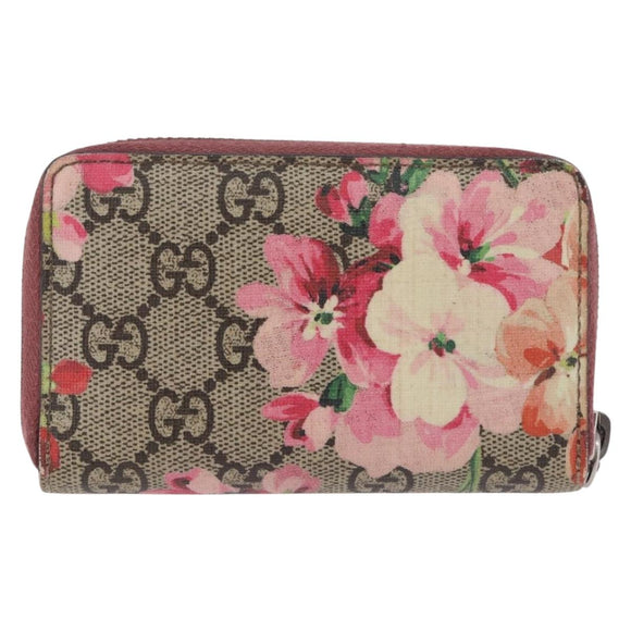 GUCCI GG Supreme Blooms Coin Purse PVC Beige Silver 421310 Auth 197853M