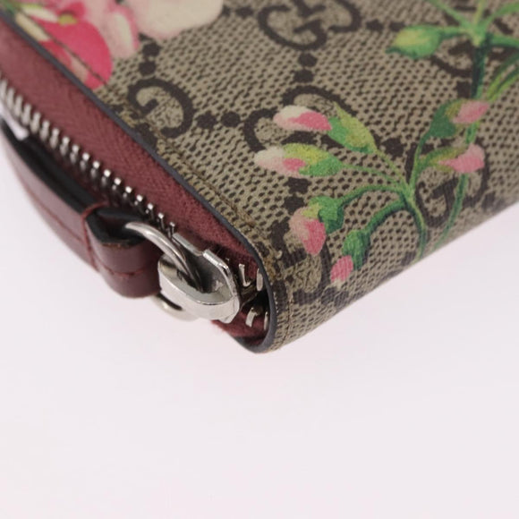 GUCCI GG Supreme Blooms Coin Purse PVC Beige Silver 421310 Auth 197853M