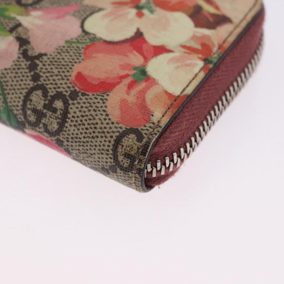 GUCCI GG Supreme Blooms Coin Purse PVC Beige Silver 421310 Auth 197853M