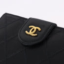 CHANEL Bicolore Bifold Wallet Lamb Skin Black Gold CC Auth 197854V-18