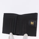 CHANEL Bicolore Bifold Wallet Lamb Skin Black Gold CC Auth 197854V-8