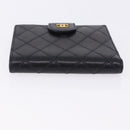 CHANEL Bicolore Bifold Wallet Lamb Skin Black Gold CC Auth 197854V-6