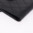 CHANEL Bicolore Bifold Wallet Lamb Skin Black Gold CC Auth 197854V-7