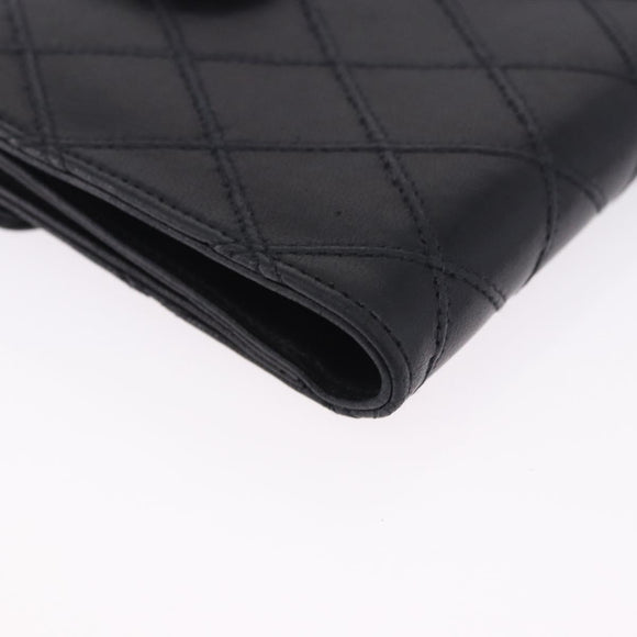 CHANEL Bicolore Bifold Wallet Lamb Skin Black Gold CC Auth 197854V