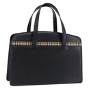 BURBERRY Hand Bag Leather Black Silver Auth 197856-1