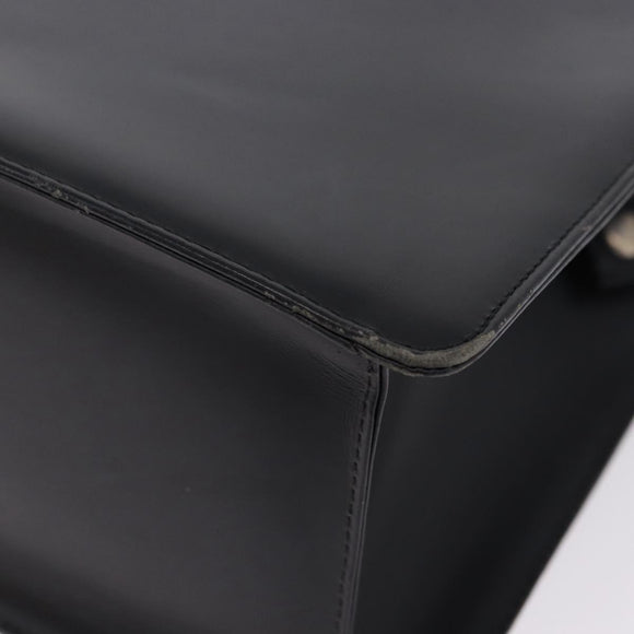 BURBERRY Hand Bag Leather Black Silver Auth 197856