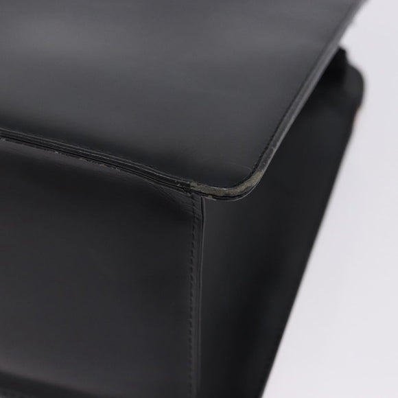 BURBERRY Hand Bag Leather Black Silver Auth 197856