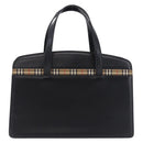 BURBERRY Hand Bag Leather Black Silver Auth 197856-2