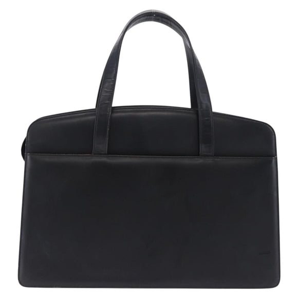 BURBERRY Hand Bag Leather Black Silver Auth 197856