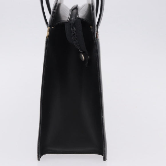 BURBERRY Hand Bag Leather Black Silver Auth 197856