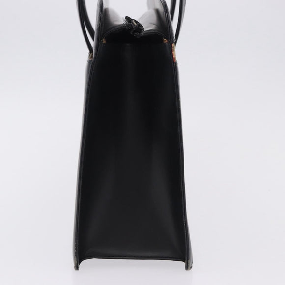 BURBERRY Hand Bag Leather Black Silver Auth 197856