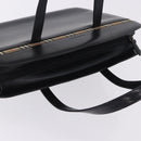 BURBERRY Hand Bag Leather Black Silver Auth 197856-6