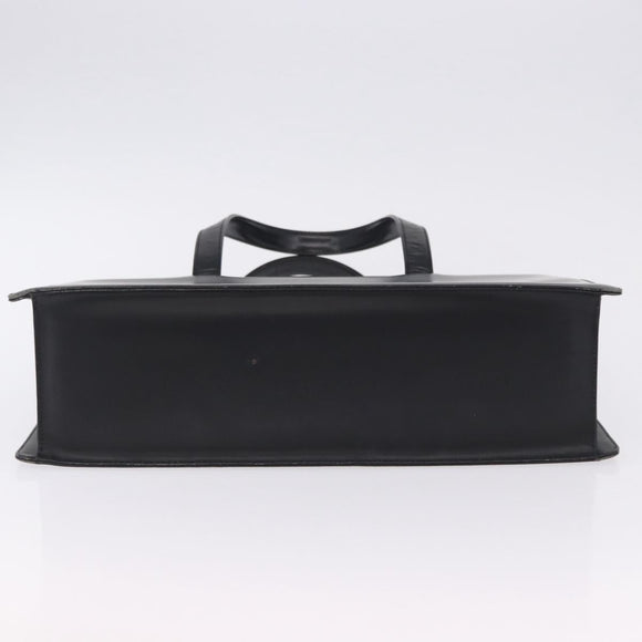 BURBERRY Hand Bag Leather Black Silver Auth 197856