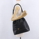 LOEWE Shoulder Bag Leather Black Gold Auth 197857-21