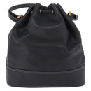 LOEWE Shoulder Bag Leather Black Gold Auth 197857-2
