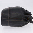 LOEWE Shoulder Bag Leather Black Gold Auth 197857-3