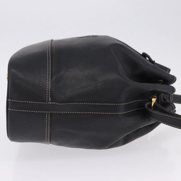 LOEWE Shoulder Bag Leather Black Gold Auth 197857