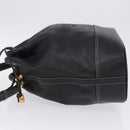 LOEWE Shoulder Bag Leather Black Gold Auth 197857-4