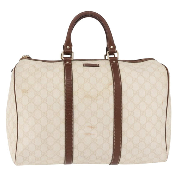 GUCCI GG Supreme Boston Bag PVC White Gold 193602 Auth 197858