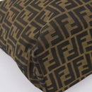 FENDI Zucca Canvas Tote Bag Nylon Brown Black Auth 197859A-11