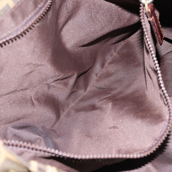 FENDI Zucca Canvas Tote Bag Nylon Brown Black Auth 197859A