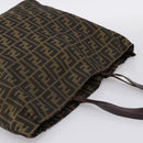 FENDI Zucca Canvas Tote Bag Nylon Brown Black Auth 197859A-6