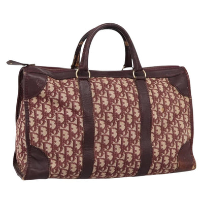 Christian Dior Trotter Canvas Boston Bag Red Gold Auth 197860