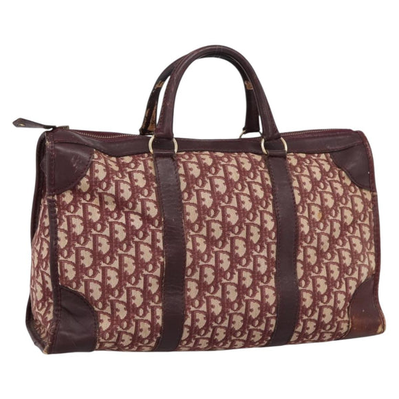 Christian Dior Trotter Canvas Boston Bag Red Gold Auth 197860