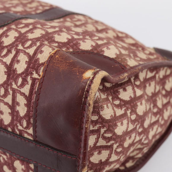 Christian Dior Trotter Canvas Boston Bag Red Gold Auth 197860