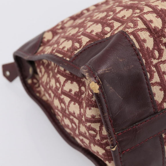 Christian Dior Trotter Canvas Boston Bag Red Gold Auth 197860