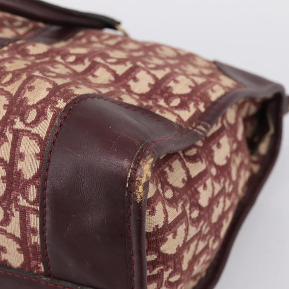 Christian Dior Trotter Canvas Boston Bag Red Gold Auth 197860