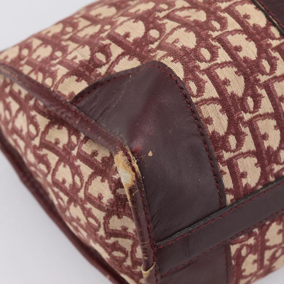 Christian Dior Trotter Canvas Boston Bag Red Gold Auth 197860