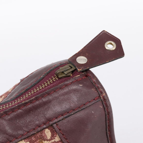 Christian Dior Trotter Canvas Boston Bag Red Gold Auth 197860