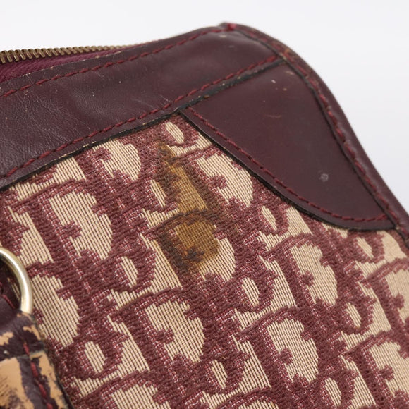 Christian Dior Trotter Canvas Boston Bag Red Gold Auth 197860