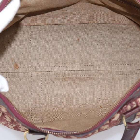 Christian Dior Trotter Canvas Boston Bag Red Gold Auth 197860