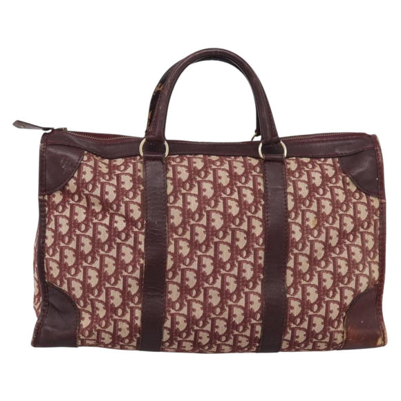 Christian Dior Trotter Canvas Boston Bag Red Gold Auth 197860