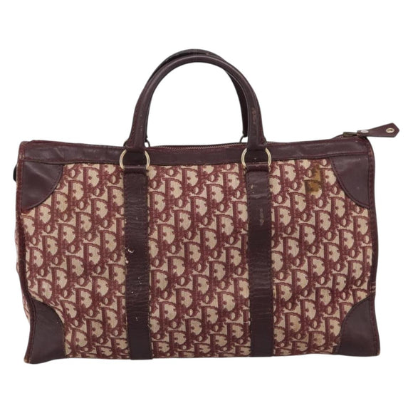 Christian Dior Trotter Canvas Boston Bag Red Gold Auth 197860