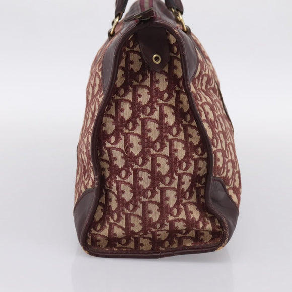 Christian Dior Trotter Canvas Boston Bag Red Gold Auth 197860